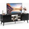 Mid-Century Modern TV Stand in Black Wood Finish for TV up to 60-inches