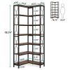 Industrial 7-Tier Metal/Wood Corner Bookcase Black/Grey