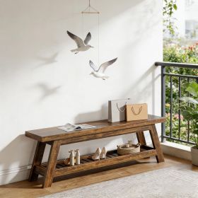Entryway Bench, 2-Tier Foyer Seating Bench with Shoe Storage