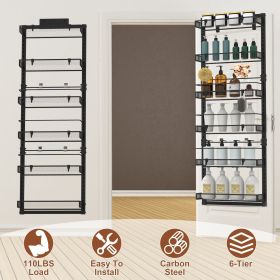 6-Tier Over the Door Pantry Organizer, Large Metal Door Spice Rack