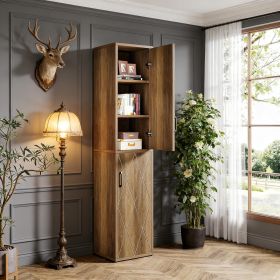 Wood Storage Cabinet, Free-Standing Cube Cabinet with 6 Shelves
