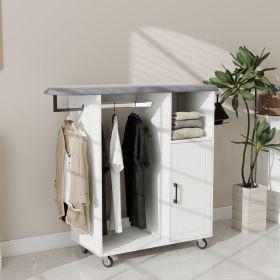 Ironing Cart with Rolling Ironing Board, Multipurpose Ironing Cabinet with Wheels, Compact Ironing Solution for Laundry Room, Bedroom,Cloakroom-W