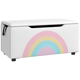 Toy Chest, Kids Toy Bench Box, Lightweight Storage Bench with Lid and Side Handles, for Nursery Room Playroom Bedroom, Gift for 3-8 Years Old, Wh