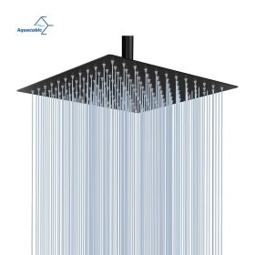 Aquacubic US Warehouse Stock 12 inch Square Water Saving Bathroom Top Rain Shower Head (Color: Matte Black 16 inch)